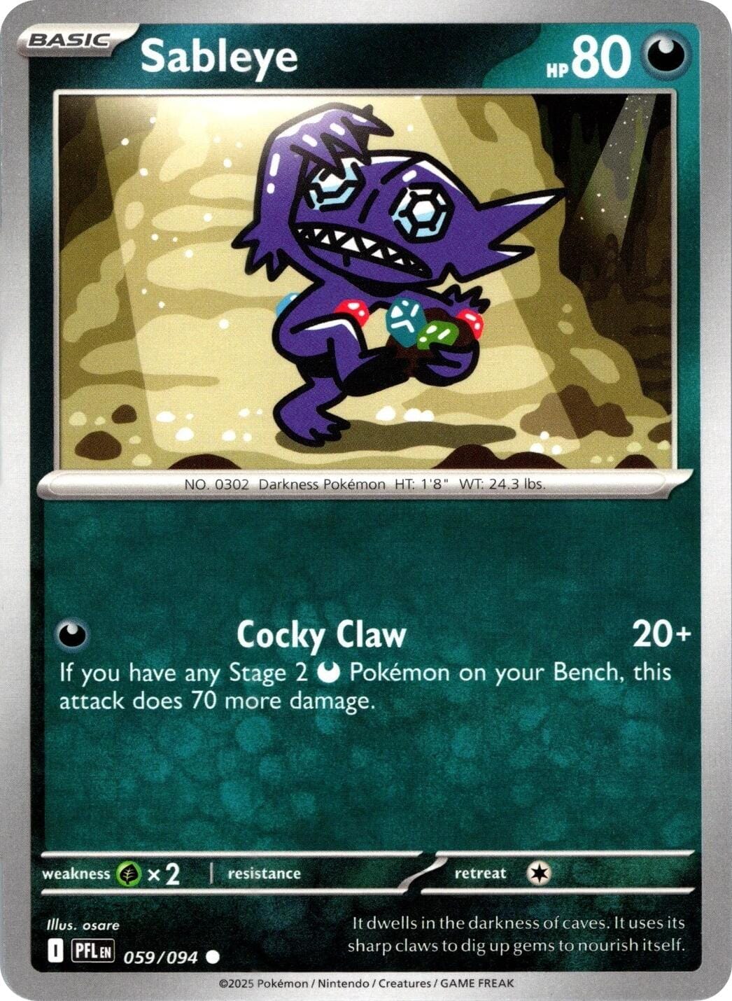 Sableye (059/094) [Mega Evolution: Phantasmal Flames] Pokemon Single Pokémon  | Multizone: Comics And Games