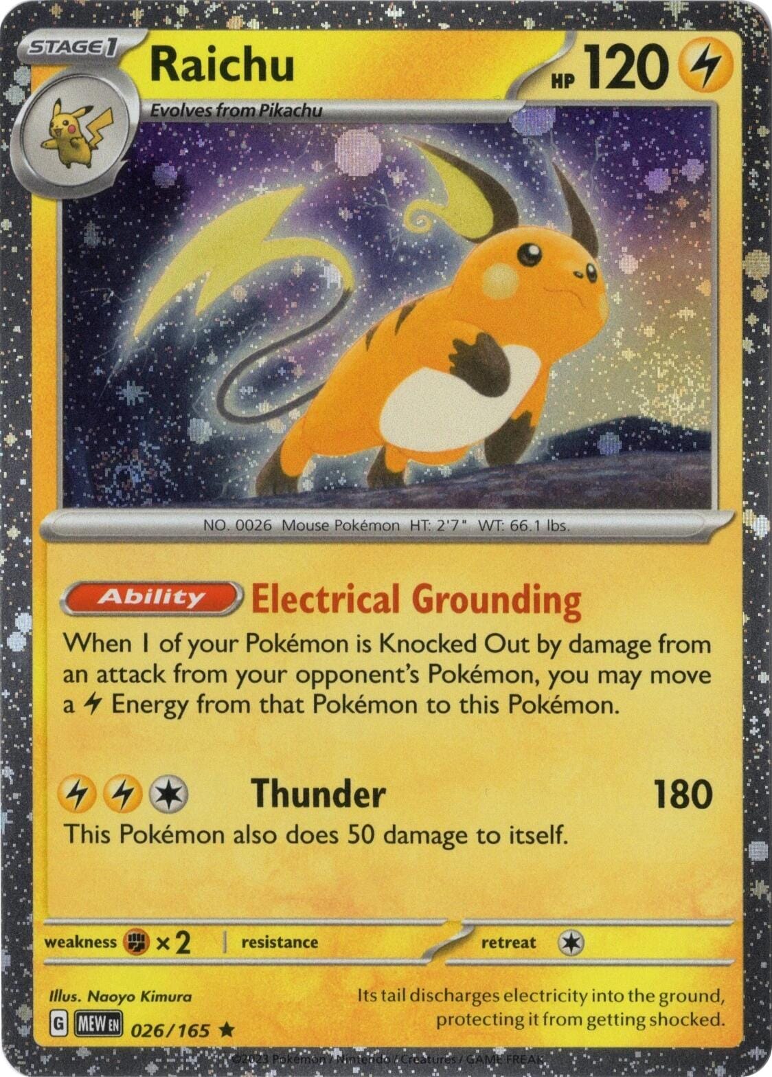 Raichu 026/165 (Cosmos Holo) [Miscellaneous Cards] Pokemon Single Pokémon  | Multizone: Comics And Games