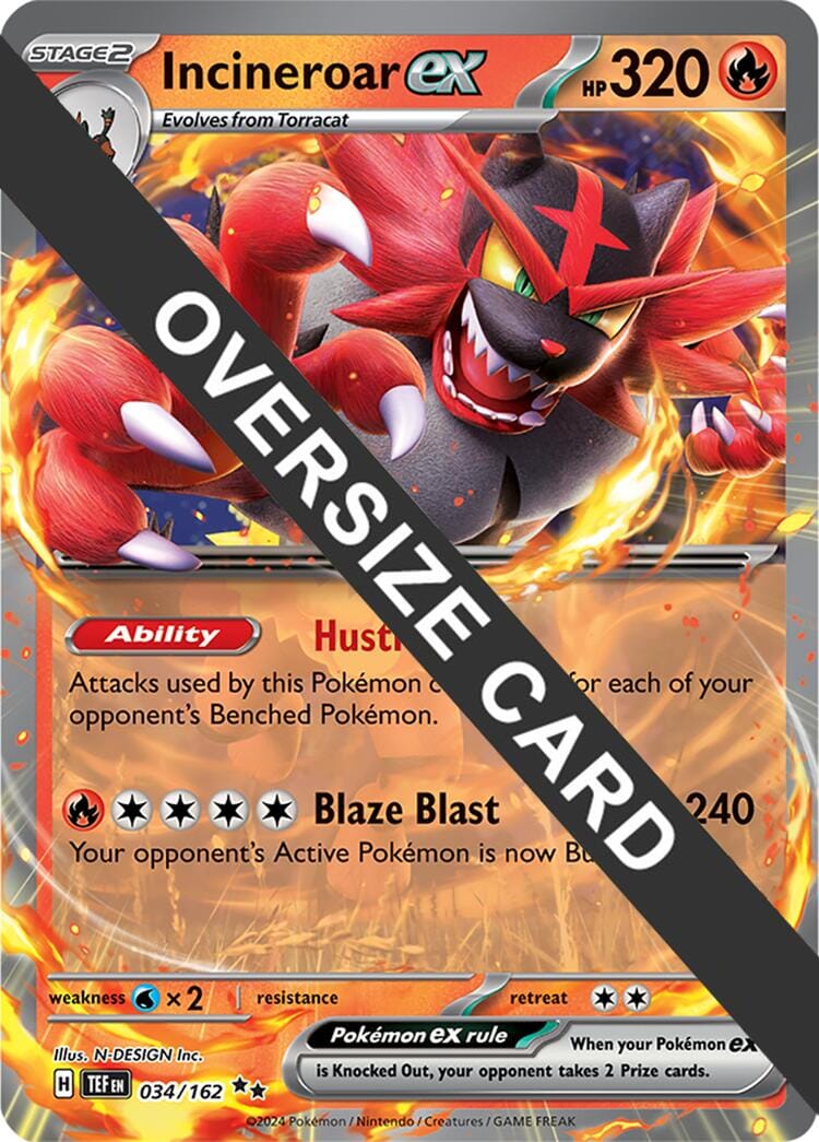 Incineroar ex (034/162) (Jumbo Card) [Scarlet & Violet: Temporal Forces] Pokemon Single Pokémon  | Multizone: Comics And Games