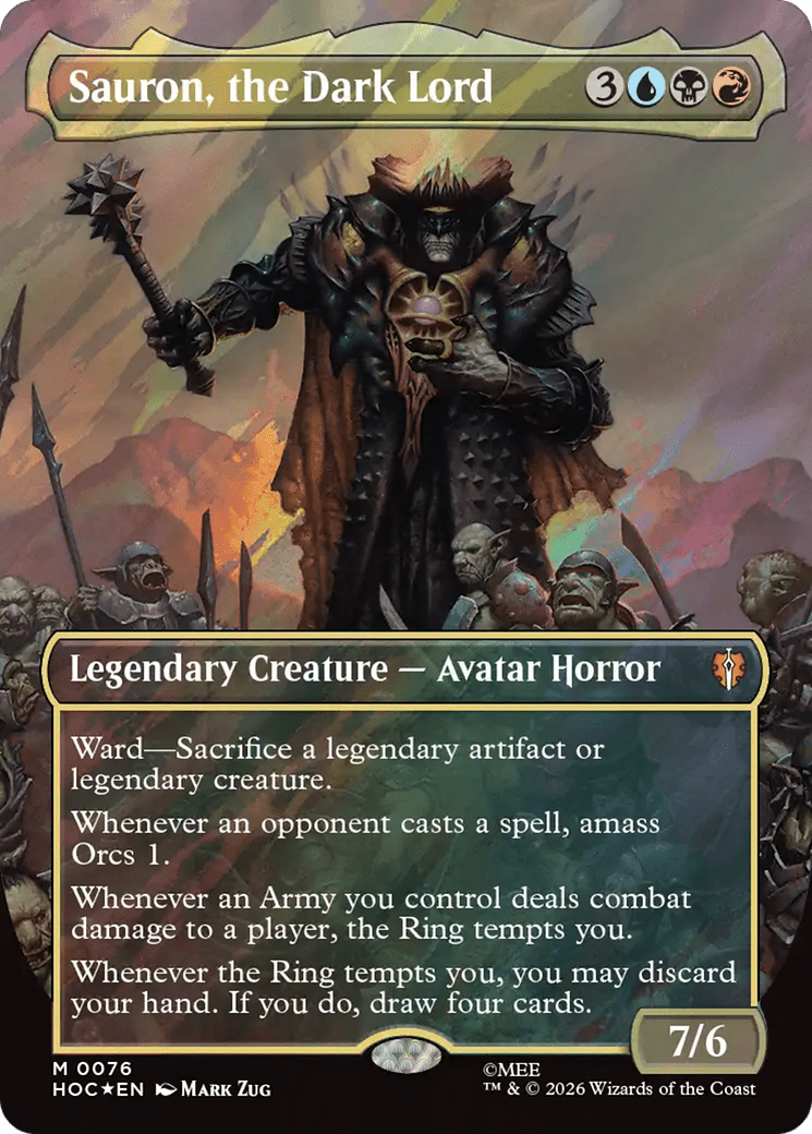 Sauron, the Dark Lord (Borderless) (Surge Foil) [The Hobbit] MTG Single Magic: The Gathering  | Multizone: Comics And Games
