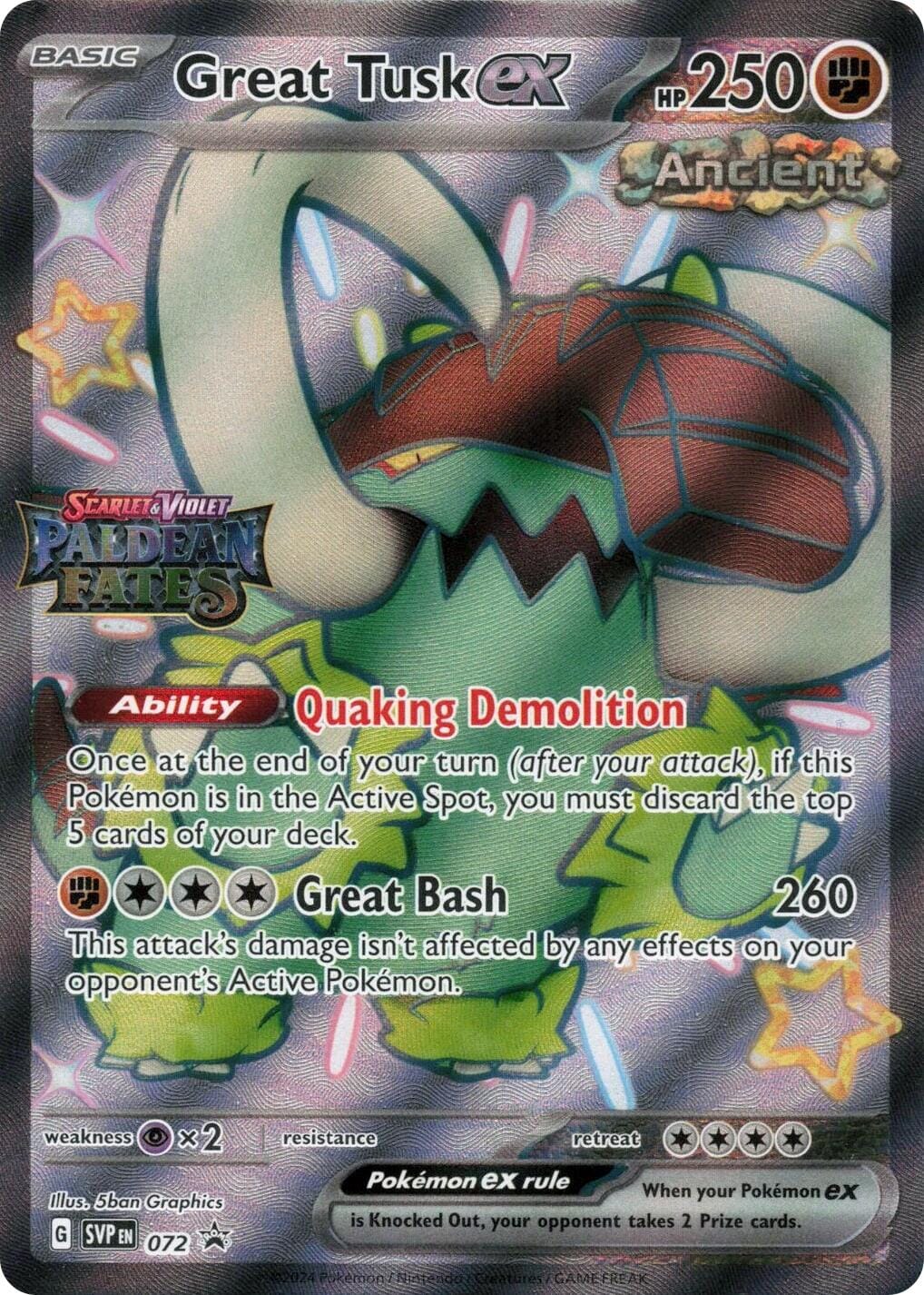 Great Tusk ex (072) (Paldean Fates Stamped) [Scarlet & Violet: Paldean Fates] Pokemon Single Pokémon  | Multizone: Comics And Games