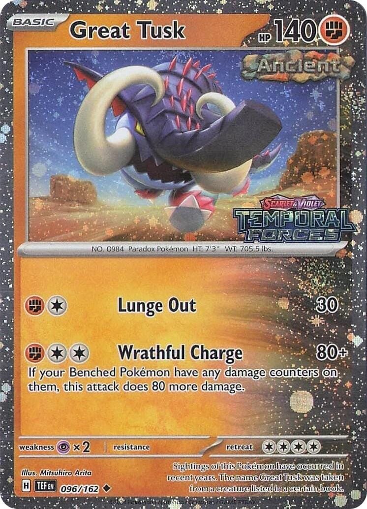 Great Tusk (096/162) (Temporal Forces Stamped) [Scarlet & Violet: Temporal Forces] Pokemon Single Pokémon  | Multizone: Comics And Games