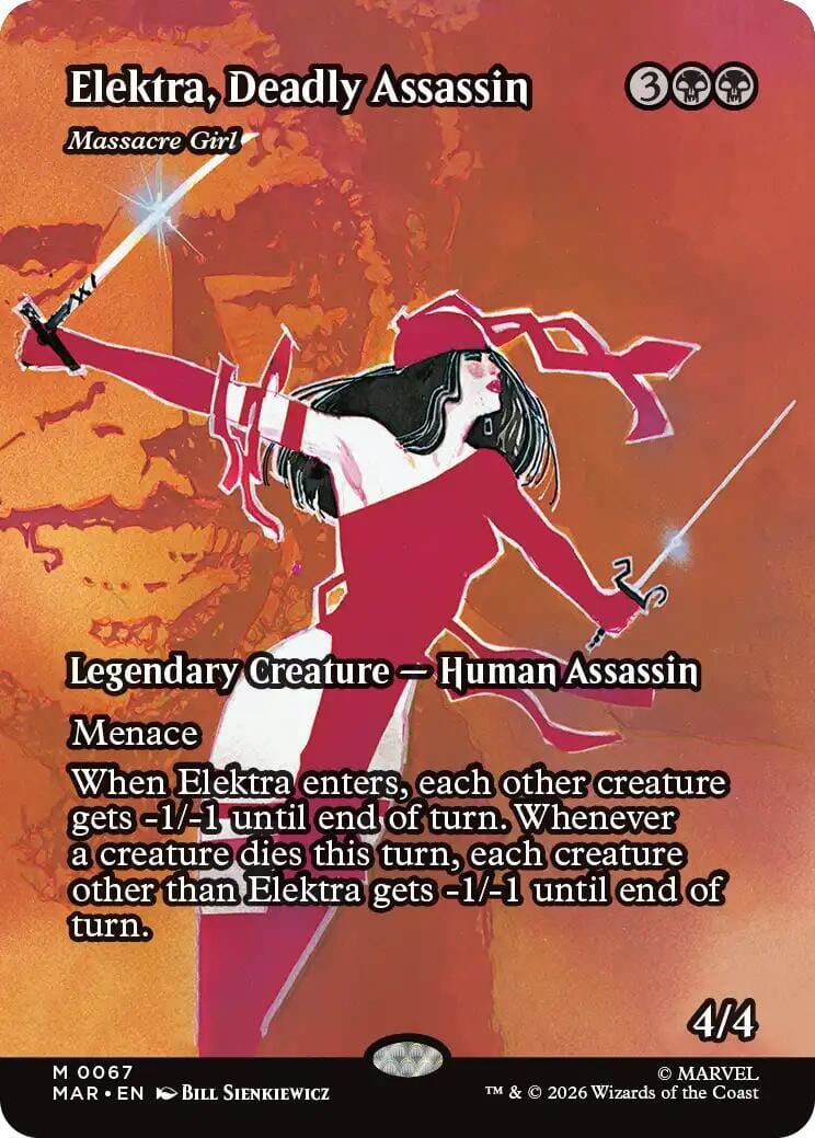 Elektra, Deadly Assassin - Massacre Girl (Borderless) [Marvel Universe: Eternal-Legal] MTG Single Magic: The Gathering  | Multizone: Comics And Games