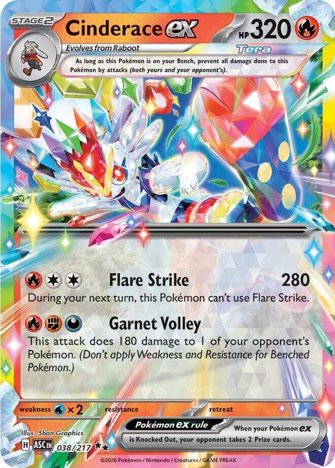 Cinderace ex (038/217) [Mega Evolution: Ascended Heroes] Pokemon Single Pokémon  | Multizone: Comics And Games