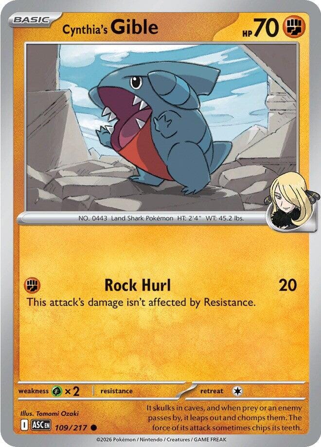 Cynthia's Gible (109/217) [Mega Evolution: Ascended Heroes] Pokemon Single Pokémon  | Multizone: Comics And Games