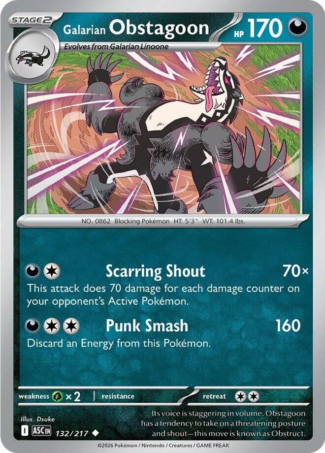 Galarian Obstagoon (132/217) [Mega Evolution: Ascended Heroes] Pokemon Single Pokémon  | Multizone: Comics And Games