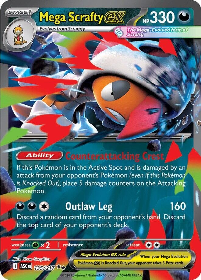 Mega Scrafty ex (135/217) [Mega Evolution: Ascended Heroes] Pokemon Single Pokémon  | Multizone: Comics And Games