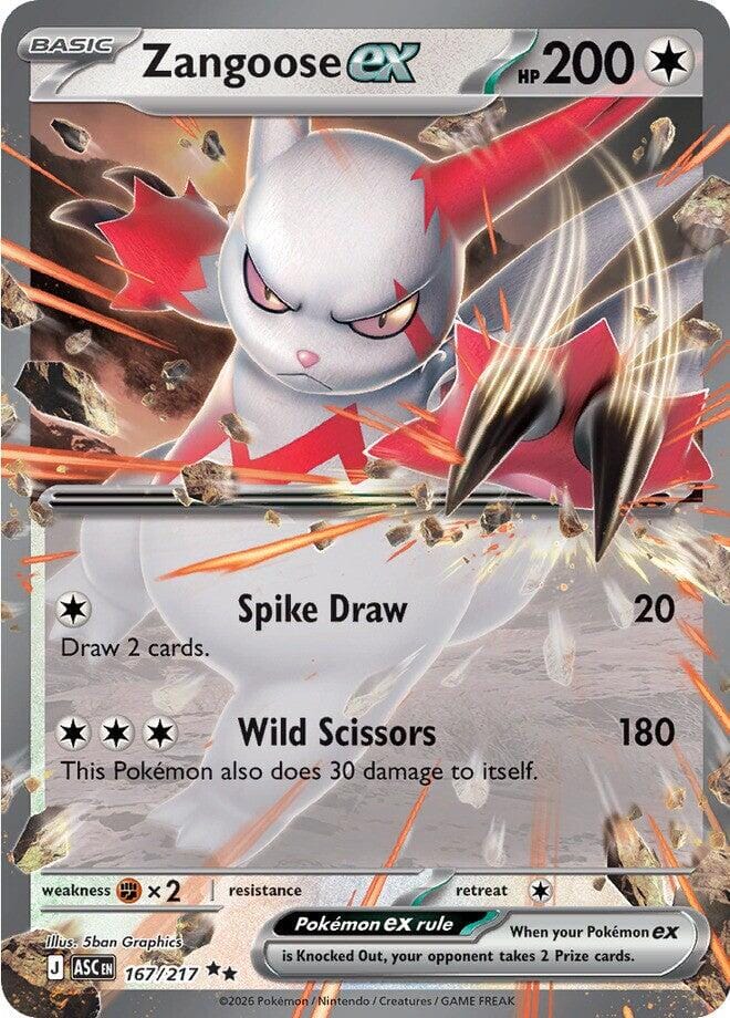 Zangoose ex (167/217) [Mega Evolution: Ascended Heroes] Pokemon Single Pokémon  | Multizone: Comics And Games