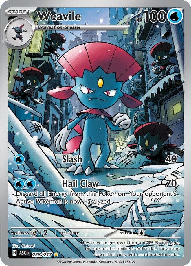 Weavile (228/217) [Mega Evolution: Ascended Heroes] Pokemon Single Pokémon  | Multizone: Comics And Games