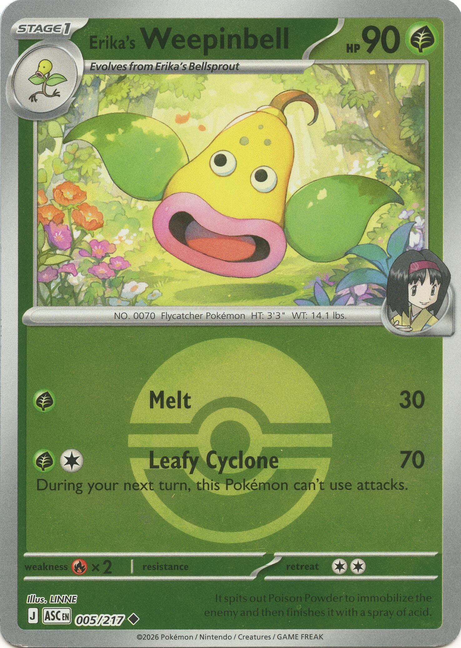 Erika's Weepinbell (005/217) (Poke Ball) [Mega Evolution: Ascended Heroes] Pokemon Single Pokémon  | Multizone: Comics And Games