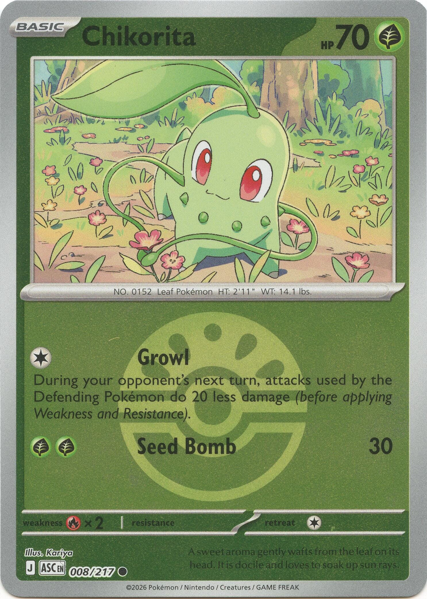 Chikorita (008/217) (Friend Ball) [Mega Evolution: Ascended Heroes] Pokemon Single Pokémon  | Multizone: Comics And Games