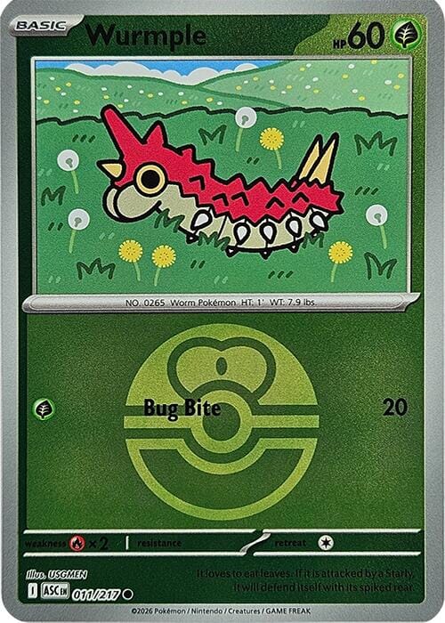 Wurmple (011/217) (Love Ball) [Mega Evolution: Ascended Heroes] Pokemon Single Pokémon  | Multizone: Comics And Games