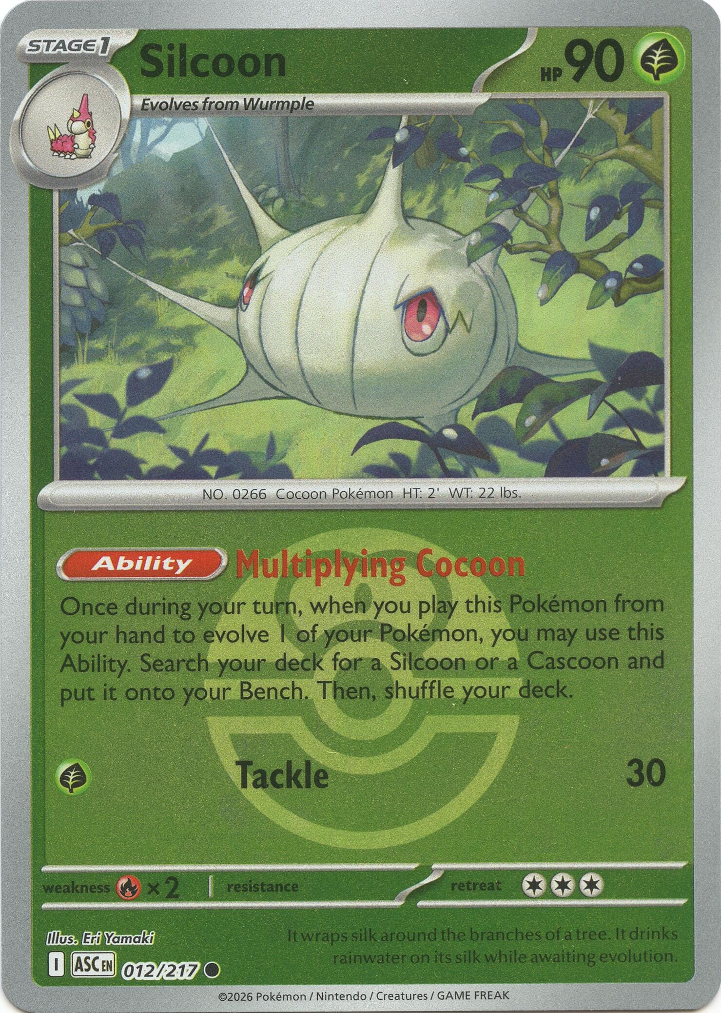 Silcoon (012/217) (Love Ball) [Mega Evolution: Ascended Heroes] Pokemon Single Pokémon  | Multizone: Comics And Games