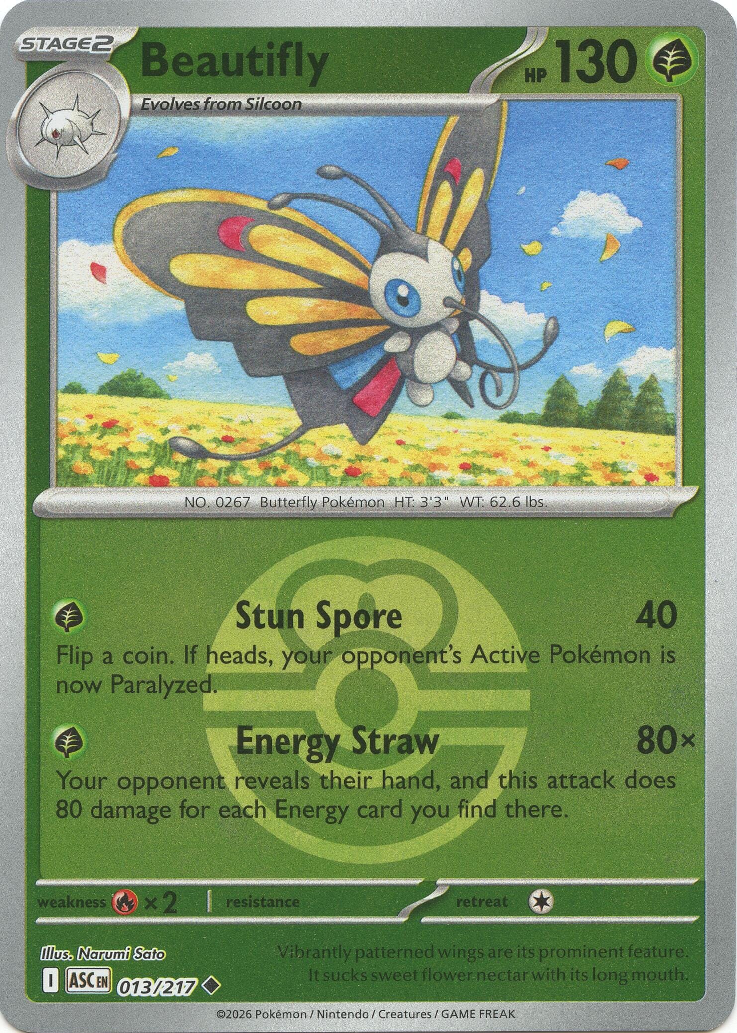 Beautifly (013/217) (Love Ball) [Mega Evolution: Ascended Heroes] Pokemon Single Pokémon  | Multizone: Comics And Games