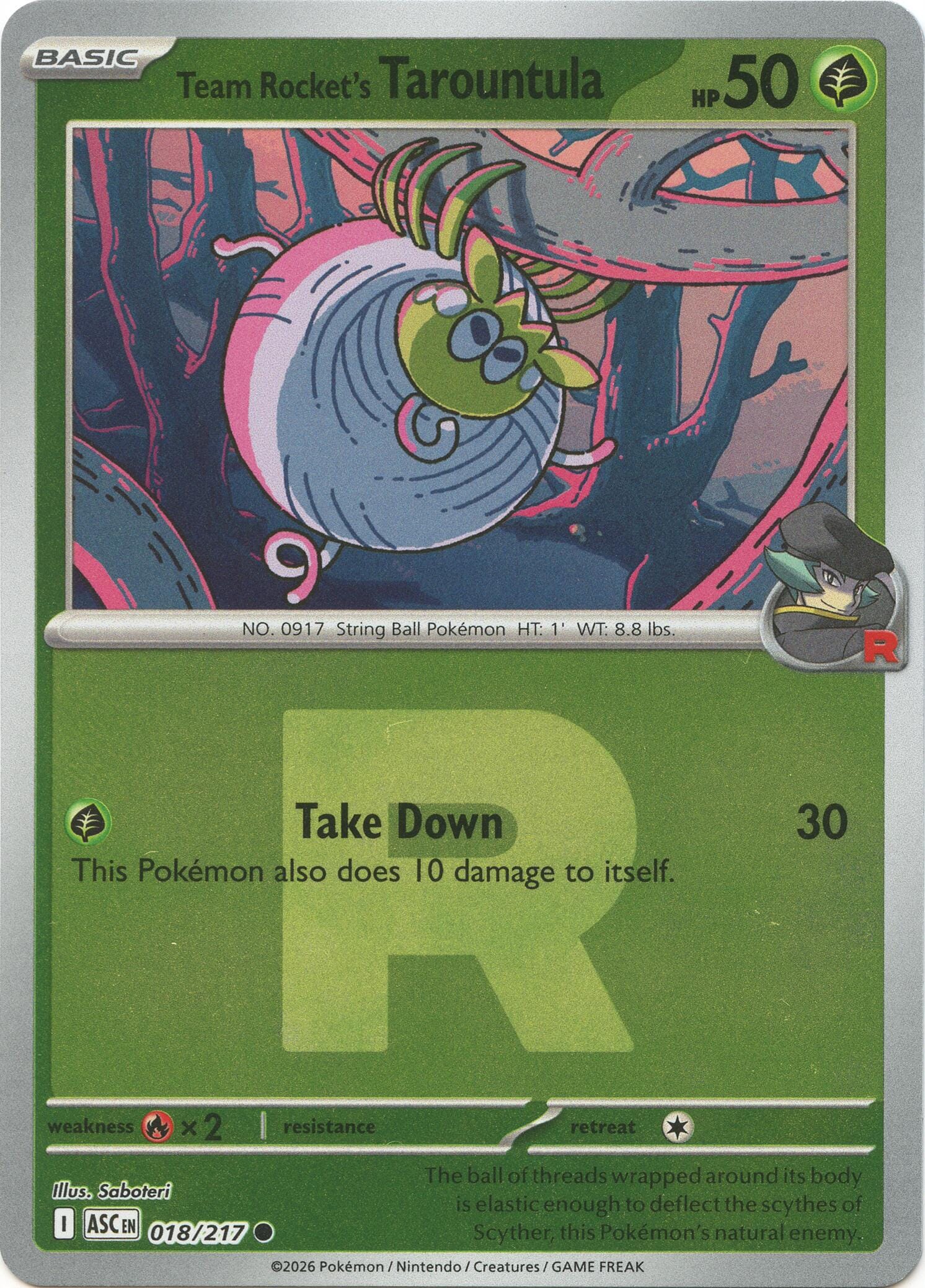 Team Rocket's Tarountula (018/217) (Team Rocket) [Mega Evolution: Ascended Heroes] Pokemon Single Pokémon  | Multizone: Comics And Games