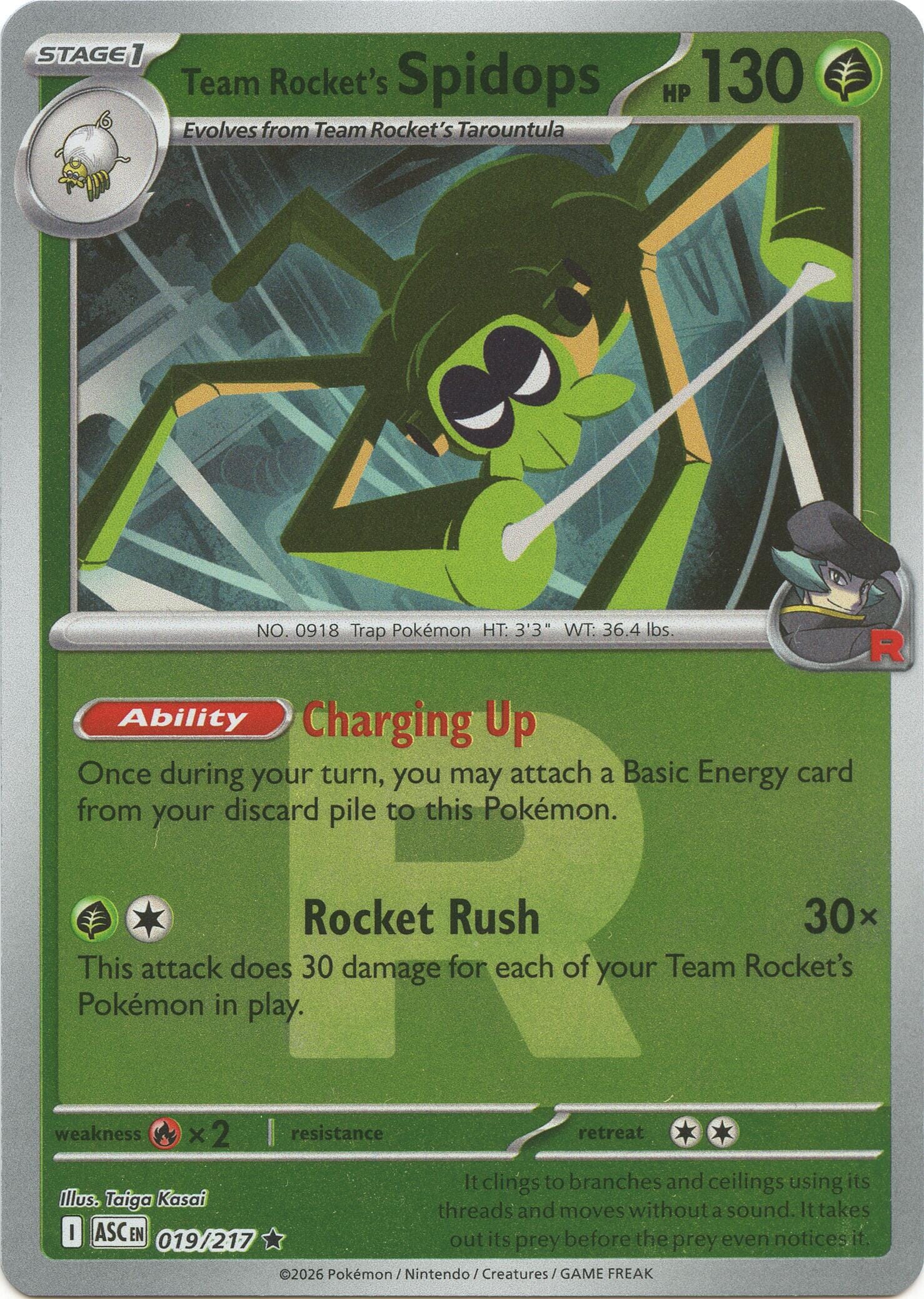 Team Rocket's Spidops (019/217) (Team Rocket) [Mega Evolution: Ascended Heroes] Pokemon Single Pokémon  | Multizone: Comics And Games