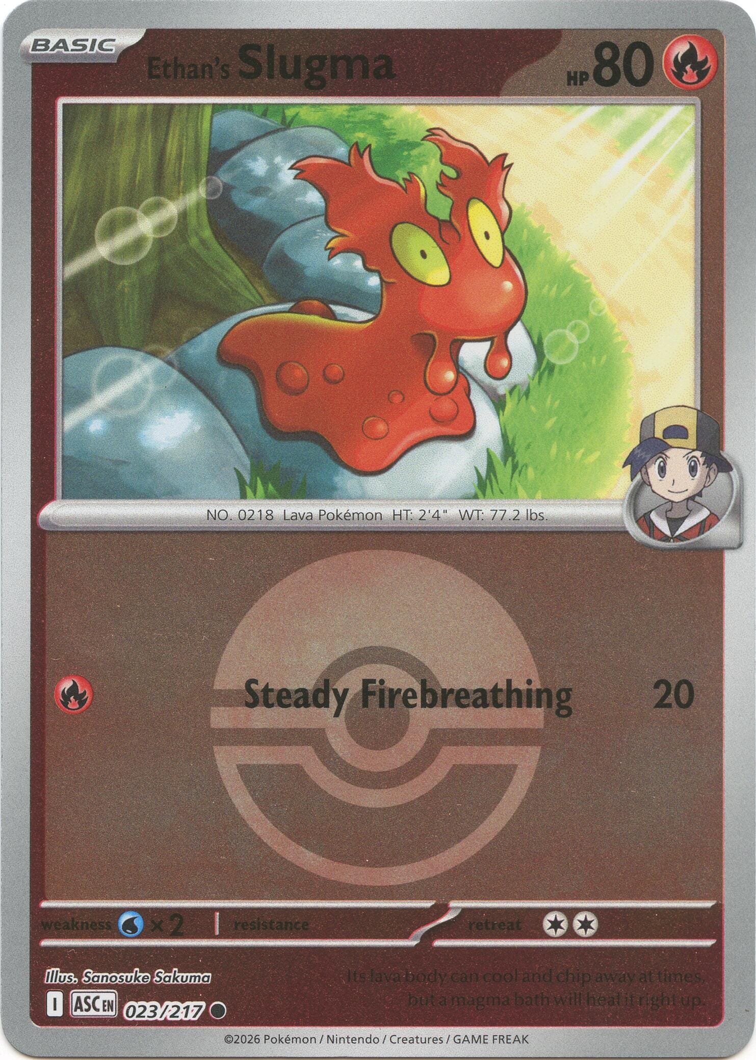 Ethan's Slugma (023/217) (Poke Ball) [Mega Evolution: Ascended Heroes] Pokemon Single Pokémon  | Multizone: Comics And Games