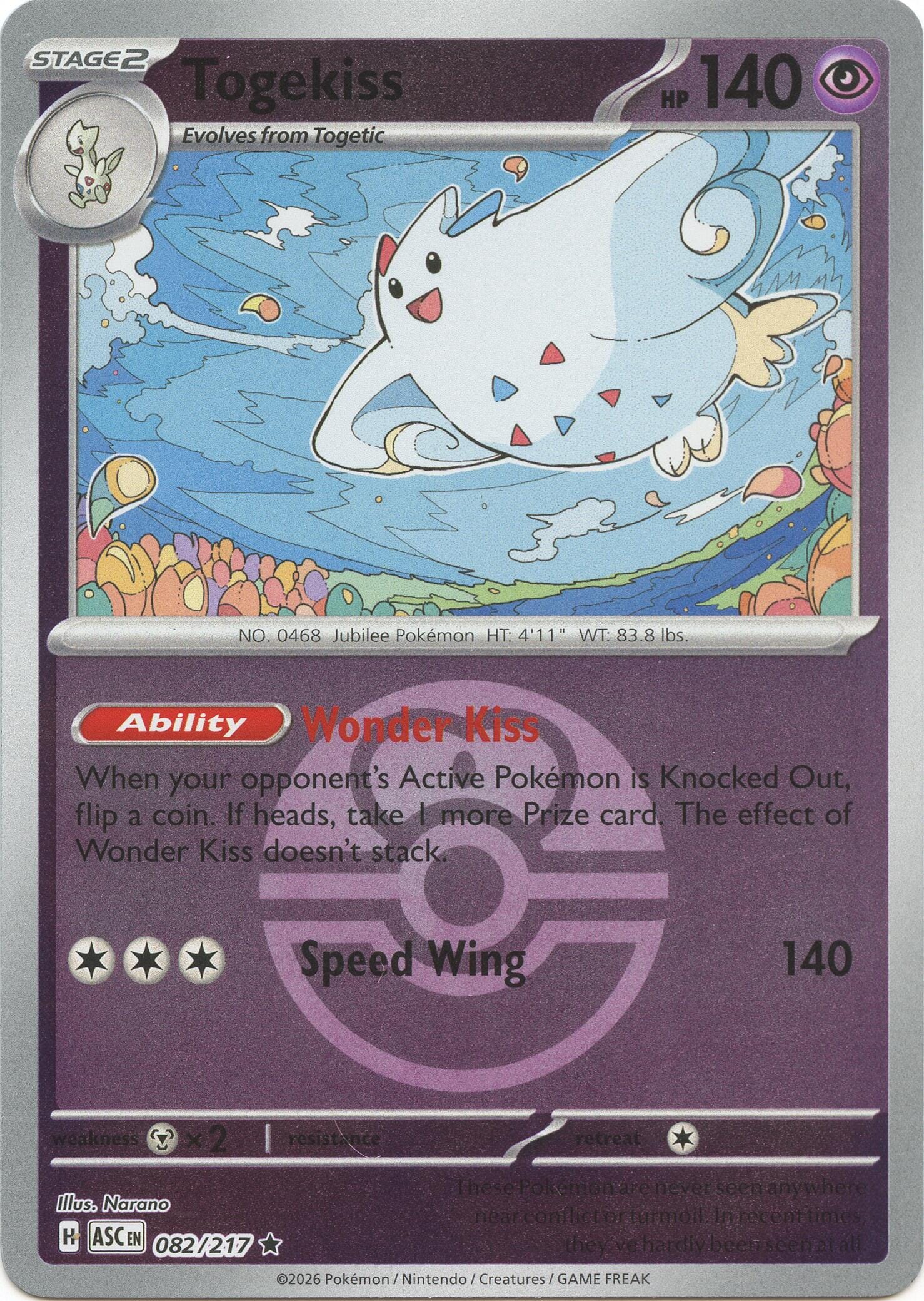 Togekiss (082/217) (Love Ball) [Mega Evolution: Ascended Heroes] Pokemon Single Pokémon  | Multizone: Comics And Games