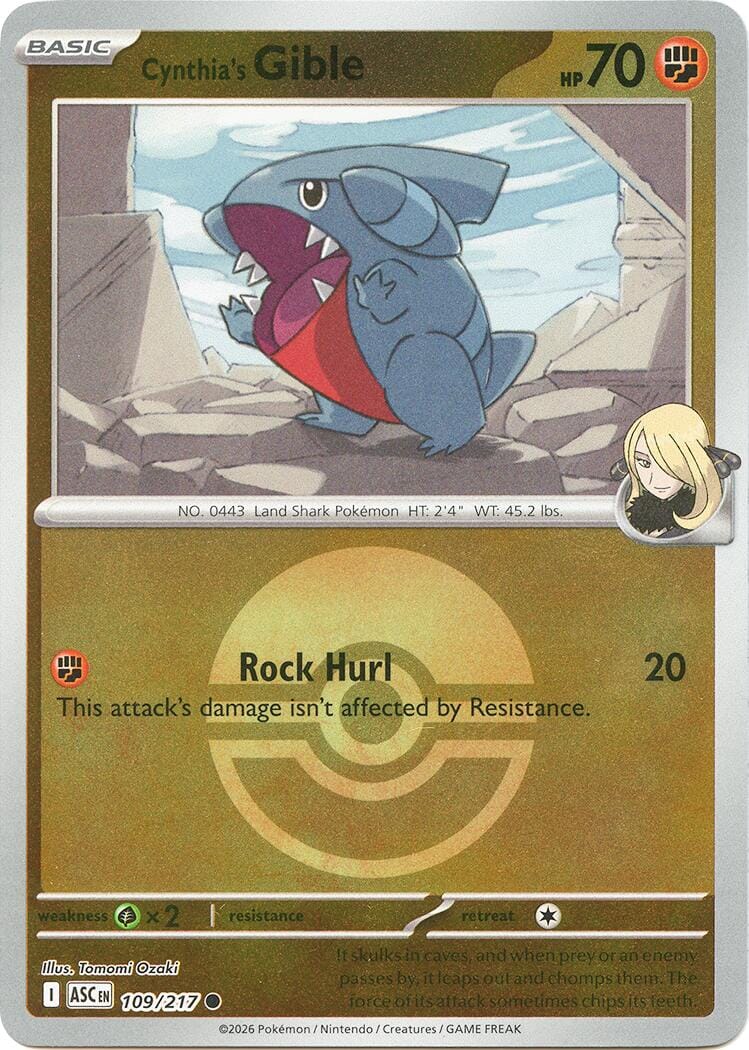 Cynthia's Gible (109/217) (Poke Ball) [Mega Evolution: Ascended Heroes] Pokemon Single Pokémon  | Multizone: Comics And Games