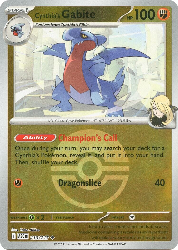 Cynthia's Gabite (110/217) (Poke Ball) [Mega Evolution: Ascended Heroes] Pokemon Single Pokémon  | Multizone: Comics And Games