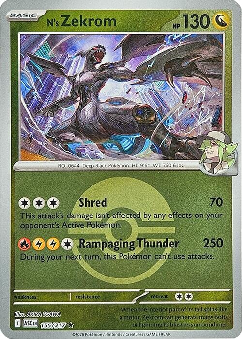 N's Zekrom (155/217) (Poke Ball) [Mega Evolution: Ascended Heroes] Pokemon Single Pokémon  | Multizone: Comics And Games