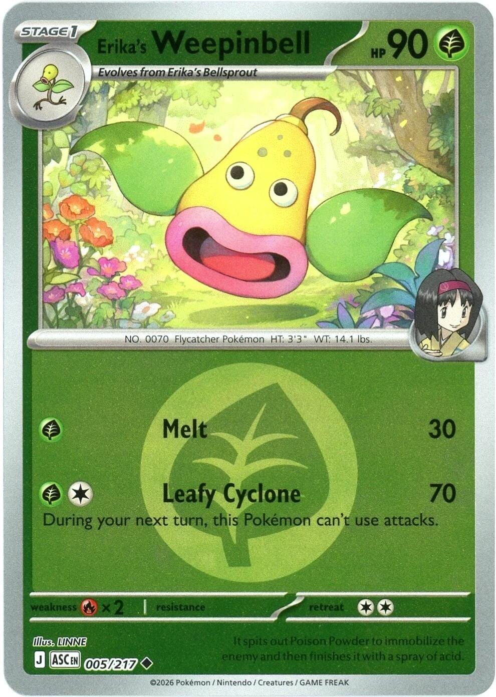 Erika's Weepinbell (005/217) (Energy Symbol Pattern) [Mega Evolution: Ascended Heroes] Pokemon Single Pokémon  | Multizone: Comics And Games