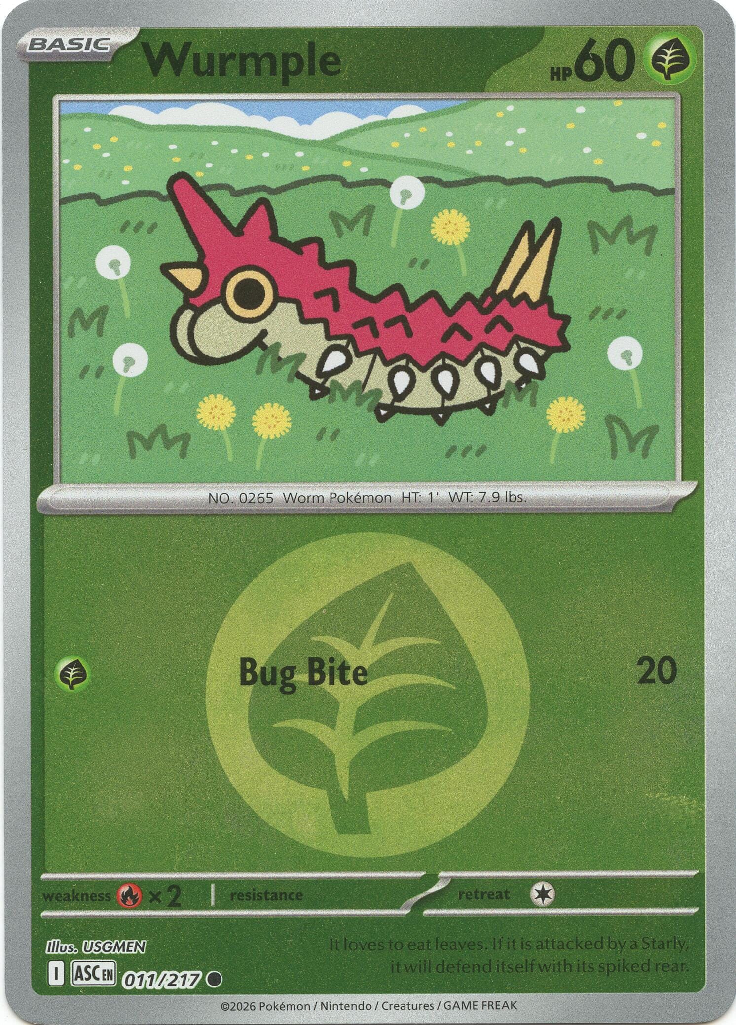Wurmple (011/217) (Energy Symbol Pattern) [Mega Evolution: Ascended Heroes] Pokemon Single Pokémon  | Multizone: Comics And Games