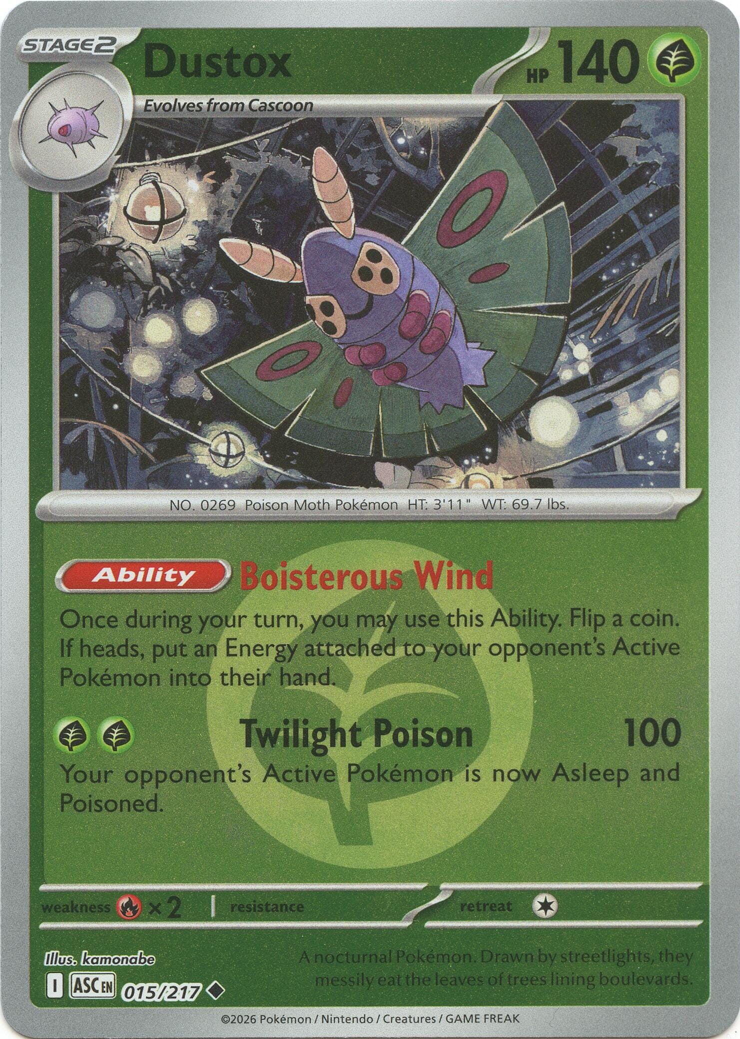 Dustox (015/217) (Energy Symbol Pattern) [Mega Evolution: Ascended Heroes] Pokemon Single Pokémon  | Multizone: Comics And Games