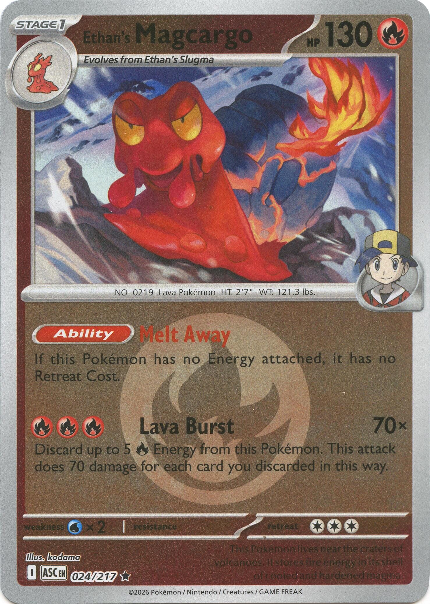 Ethan's Magcargo (024/217) (Energy Symbol Pattern) [Mega Evolution: Ascended Heroes] Pokemon Single Pokémon  | Multizone: Comics And Games