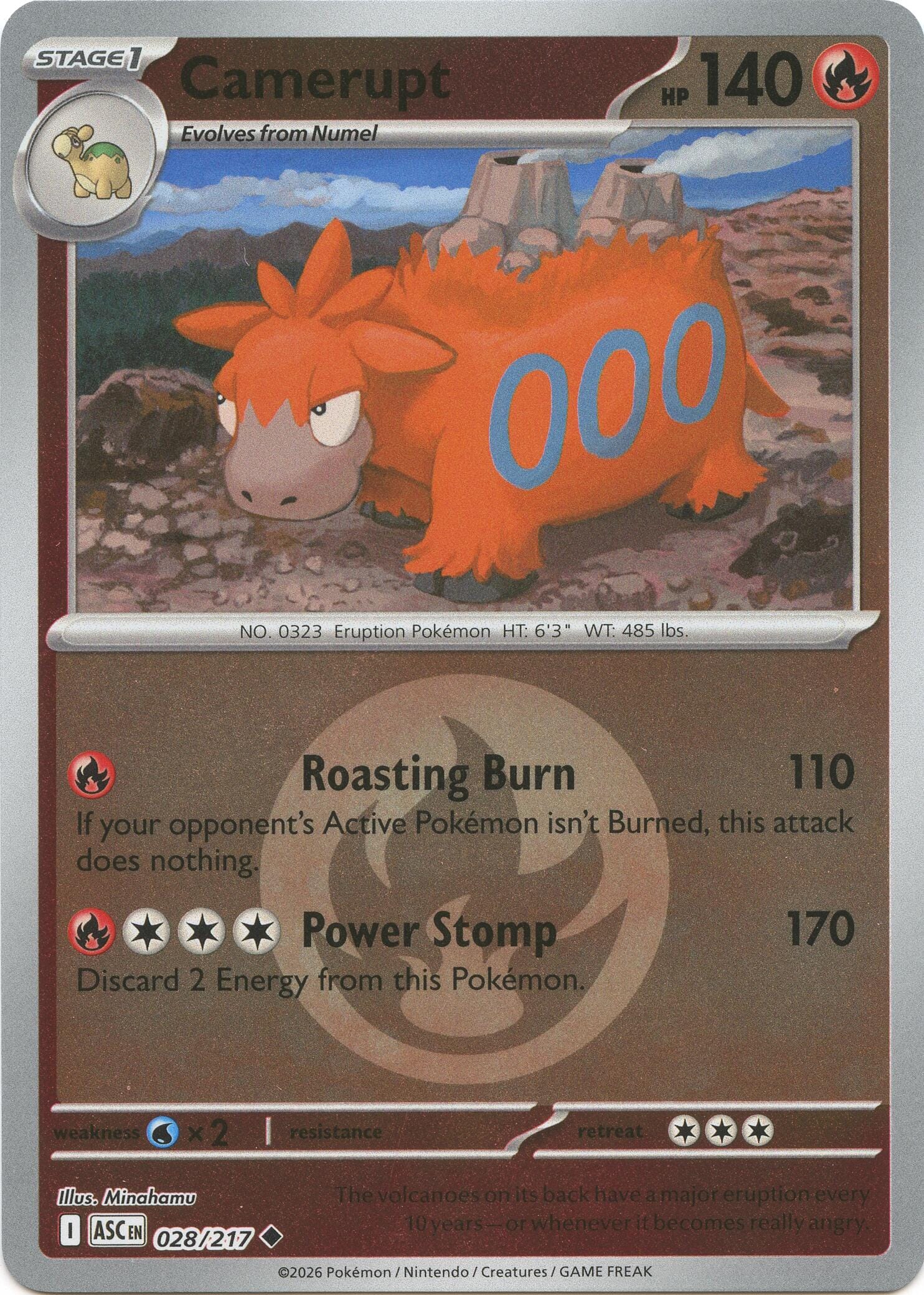 Camerupt (028/217) (Energy Symbol Pattern) [Mega Evolution: Ascended Heroes] Pokemon Single Pokémon  | Multizone: Comics And Games