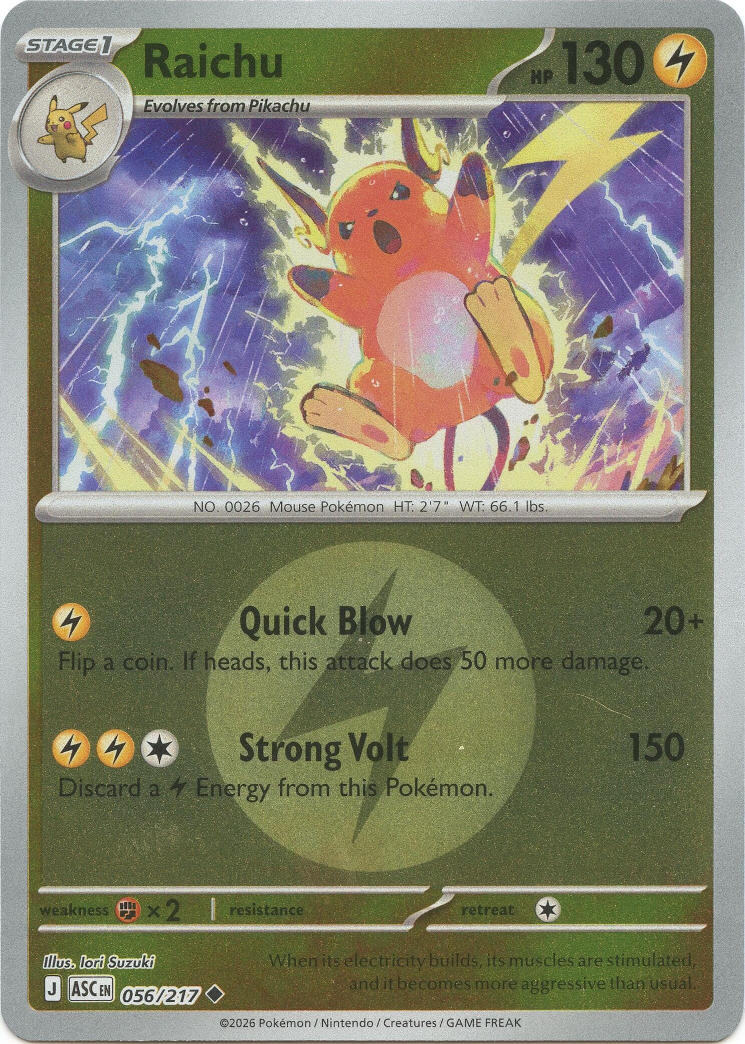Raichu (056/217) (Energy Symbol Pattern) [Mega Evolution: Ascended Heroes] Pokemon Single Pokémon  | Multizone: Comics And Games