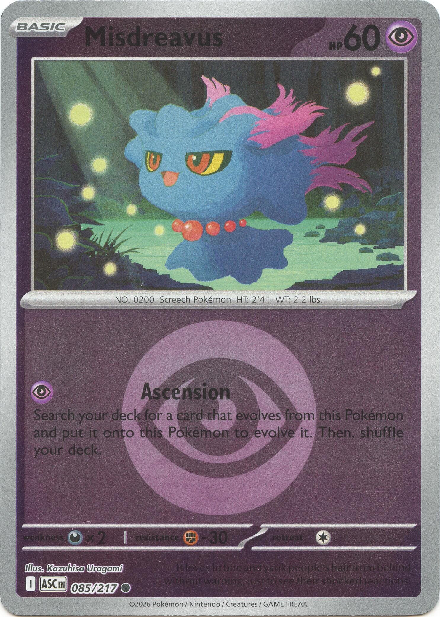 Misdreavus (085/217) (Energy Symbol Pattern) [Mega Evolution: Ascended Heroes] Pokemon Single Pokémon  | Multizone: Comics And Games