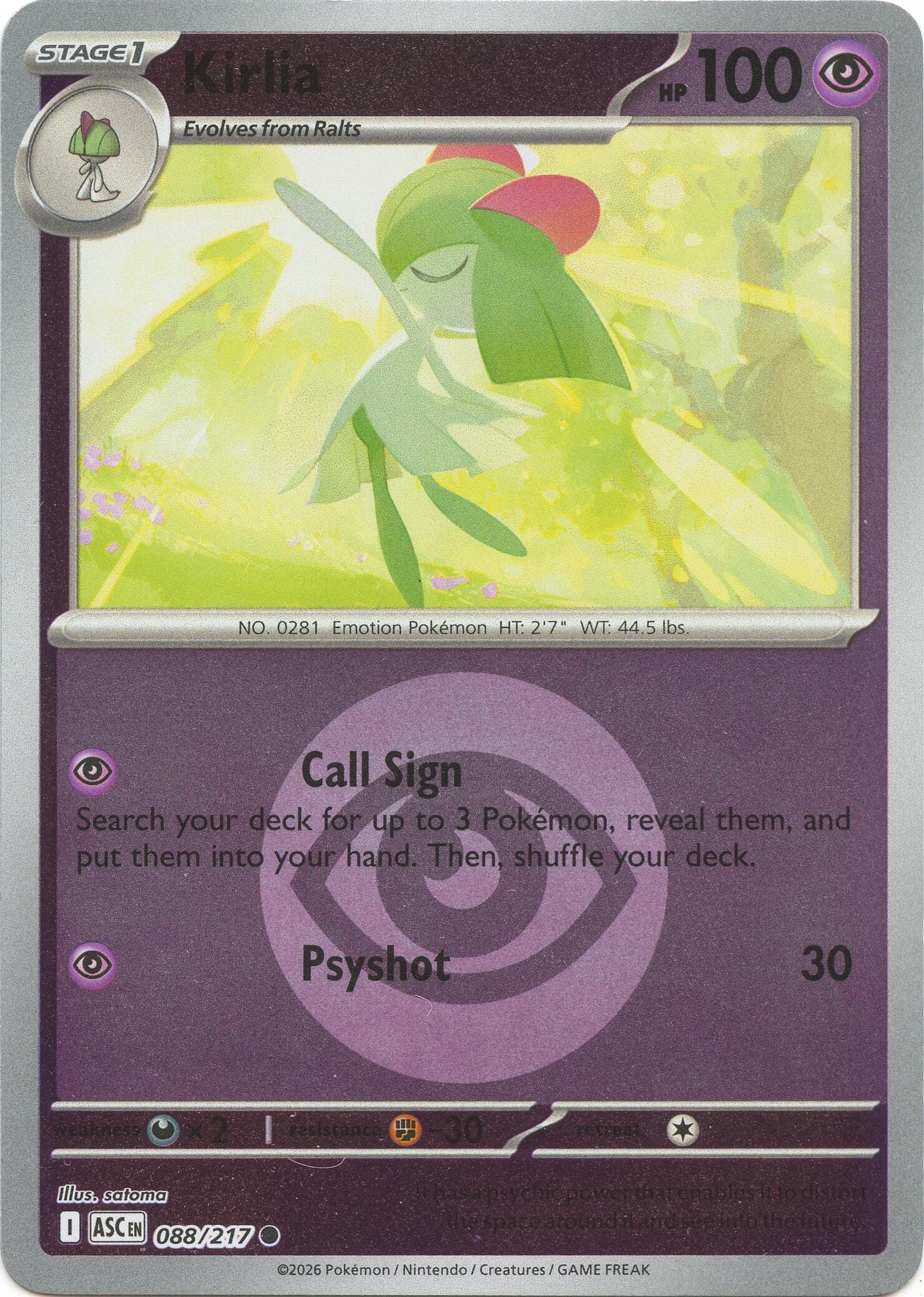 Kirlia (088/217) (Energy Symbol Pattern) [Mega Evolution: Ascended Heroes] Pokemon Single Pokémon  | Multizone: Comics And Games