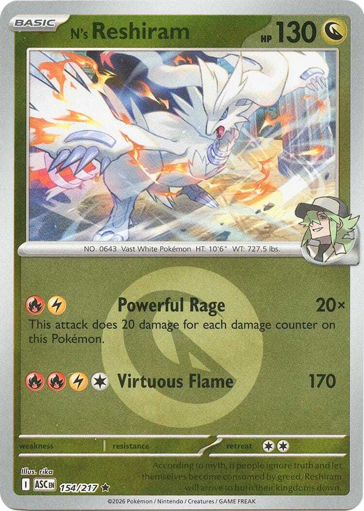 N's Reshiram (154/217) (Energy Symbol Pattern) [Mega Evolution: Ascended Heroes] Pokemon Single Pokémon  | Multizone: Comics And Games