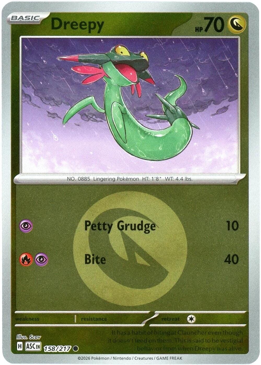 Dreepy (158/217) (Energy Symbol Pattern) [Mega Evolution: Ascended Heroes] Pokemon Single Pokémon  | Multizone: Comics And Games