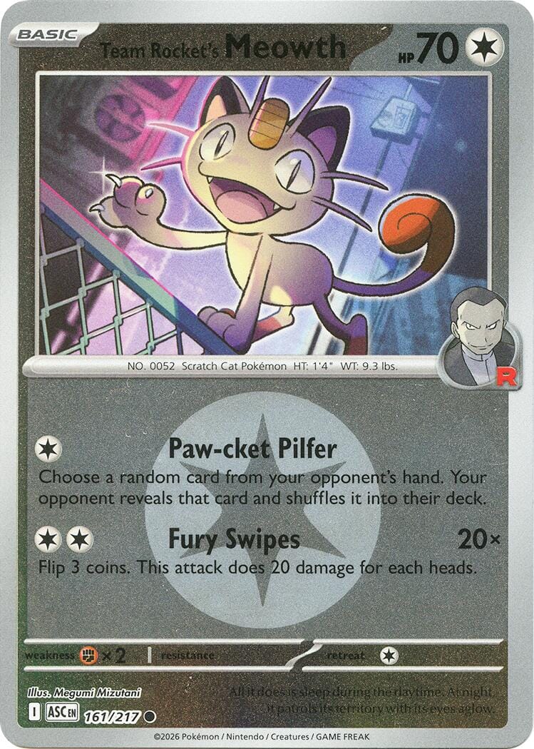 Team Rocket's Meowth (161/217) (Energy Symbol Pattern) [Mega Evolution: Ascended Heroes] Pokemon Single Pokémon  | Multizone: Comics And Games