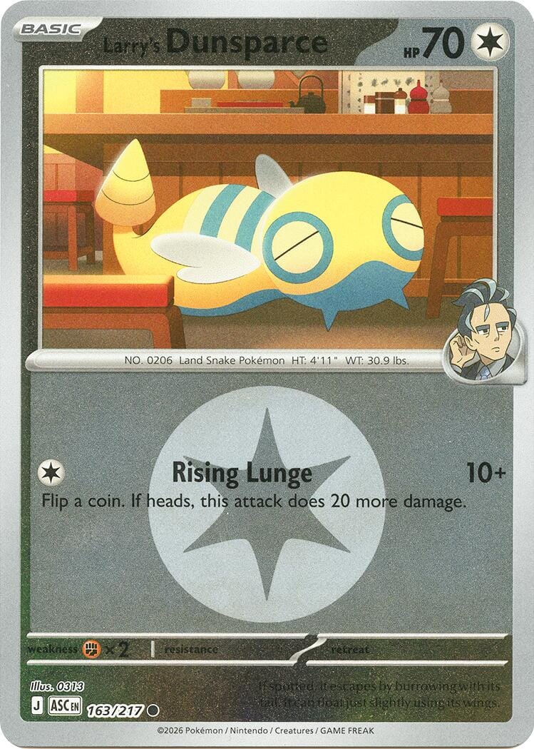 Larry's Dunsparce (163/217) (Energy Symbol Pattern) [Mega Evolution: Ascended Heroes] Pokemon Single Pokémon  | Multizone: Comics And Games