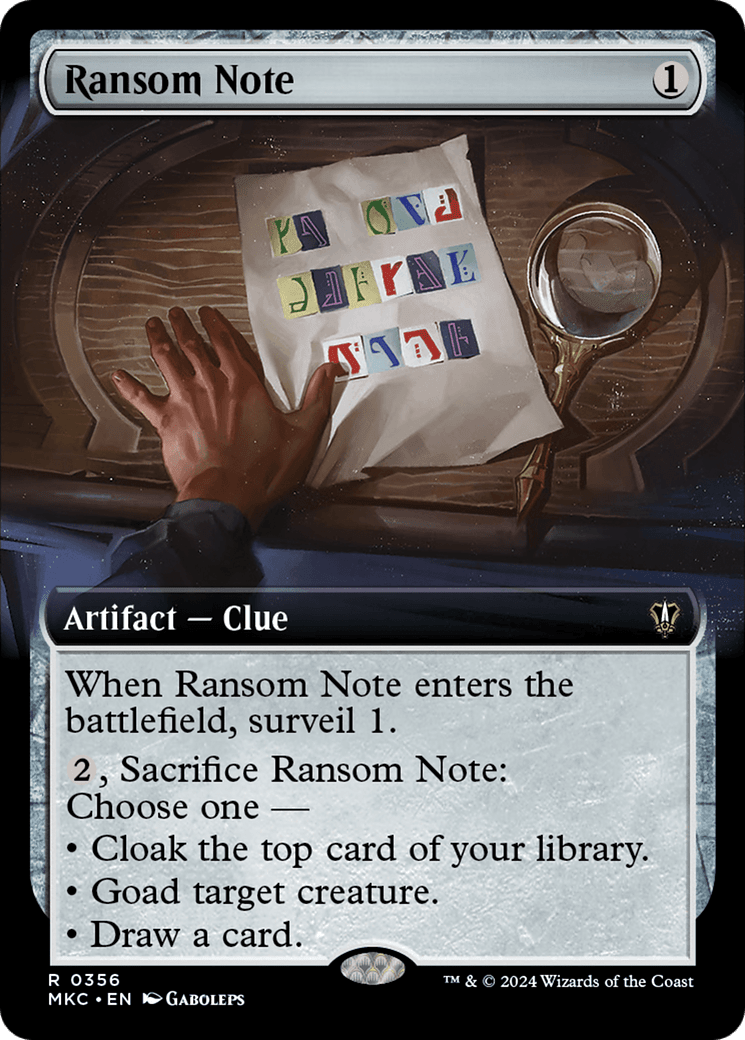 Ransom Note (0356) (Extended Art) [Murders at Karlov Manor Commander] MTG Single Magic: The Gathering  | Multizone: Comics And Games