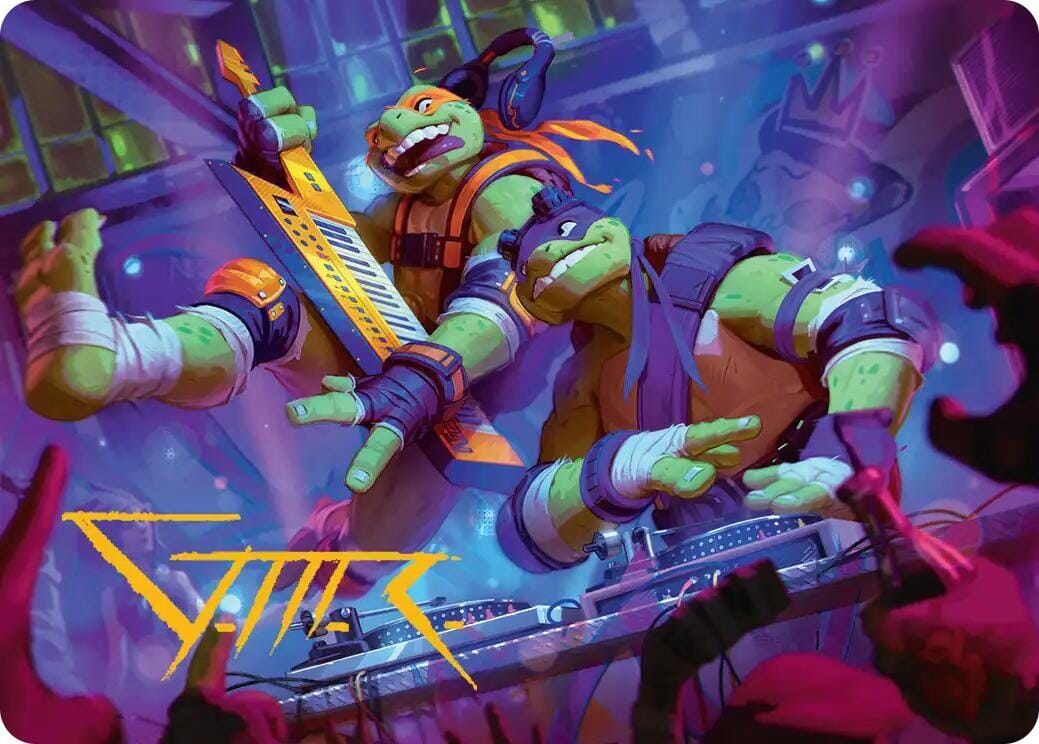 Mikey & Don, Party Planners Art Card (Gold-Stamped Signature) [Teenage Mutant Ninja Turtles Art Series] MTG Single Magic: The Gathering  | Multizone: Comics And Games