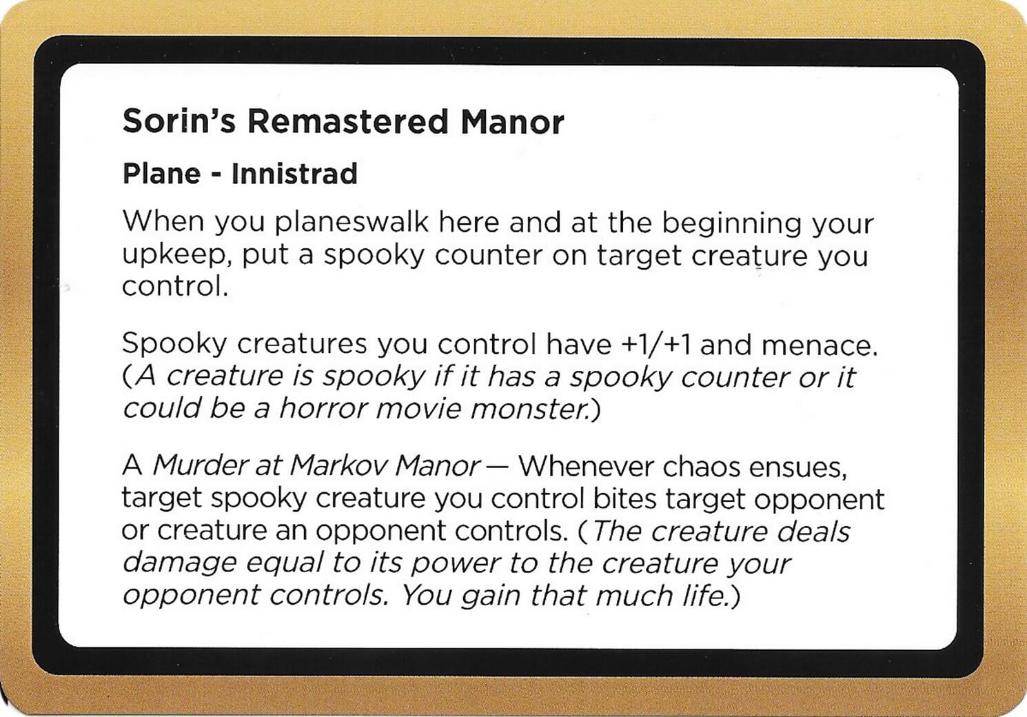 Sorin's Remastered Manor (Black Lotus Unknown Planechase) [Oversize Cards] MTG Single Magic: The Gathering  | Multizone: Comics And Games