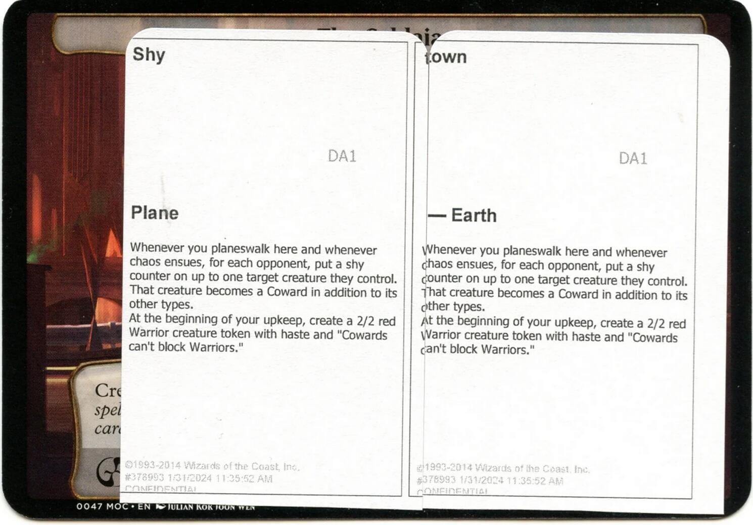 Shy Town (Black Lotus Unknown Planechase) [Oversize Cards] MTG Single Magic: The Gathering  | Multizone: Comics And Games