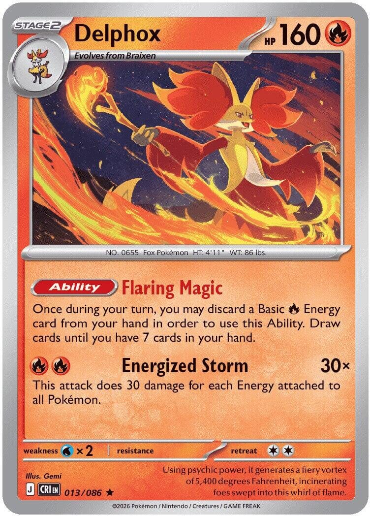 Delphox (013/086) [Mega Evolution: Chaos Rising] Pokemon Single Pokémon  | Multizone: Comics And Games