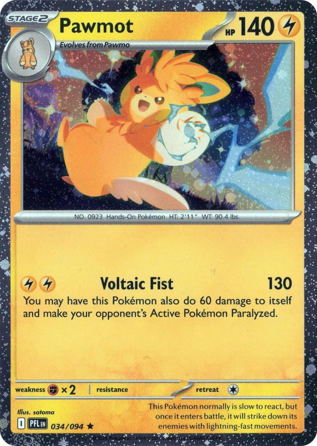Pawmot (034/094) (Cosmos Holo) [Mega Evolution: Phantasmal Flames] Pokemon Single Pokémon  | Multizone: Comics And Games