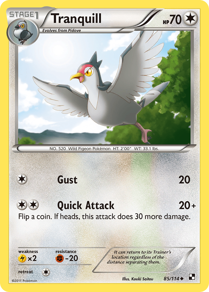 Tranquill (85/114) [Black & White: Base Set] Pokemon Single Pokémon  | Multizone: Comics And Games