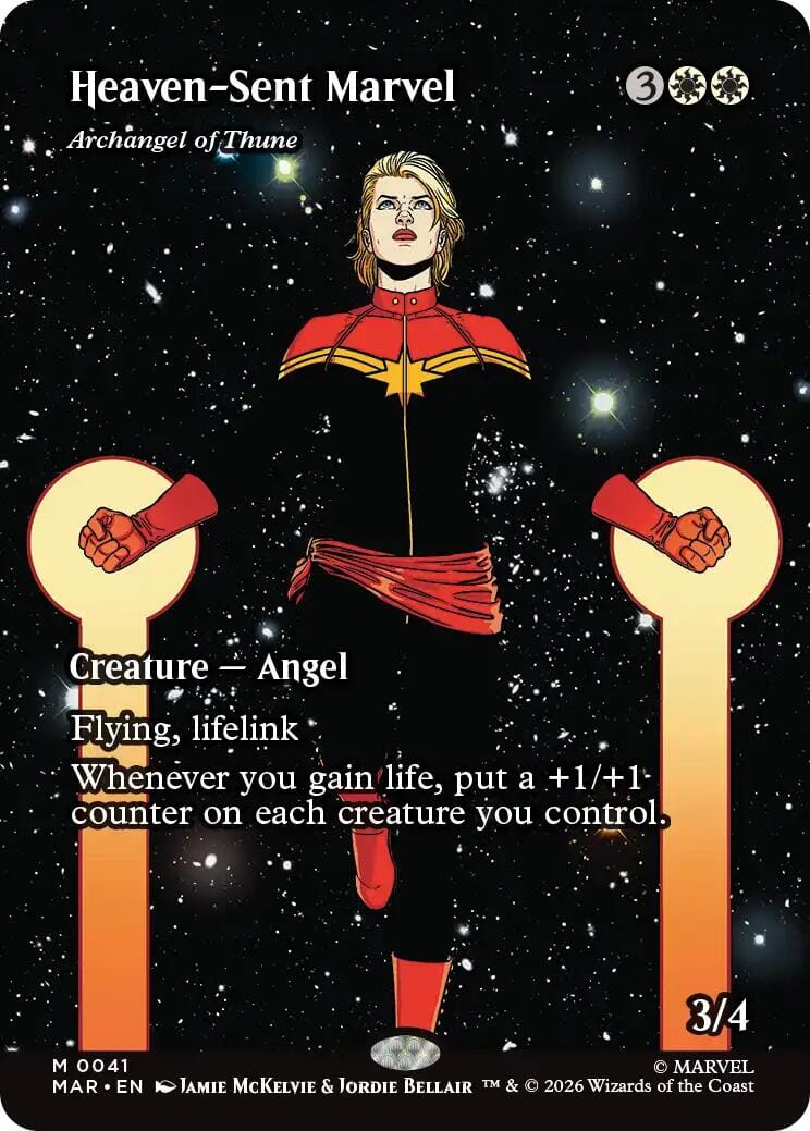 Heaven-Sent Marvel - Archangel of Thune (Borderless) [Marvel Universe: Eternal-Legal] MTG Single Magic: The Gathering  | Multizone: Comics And Games