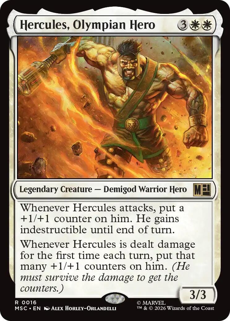 Hercules, Olympian Hero (Surge Foil) [Marvel Super Heroes Commander] MTG Single Magic: The Gathering  | Multizone: Comics And Games