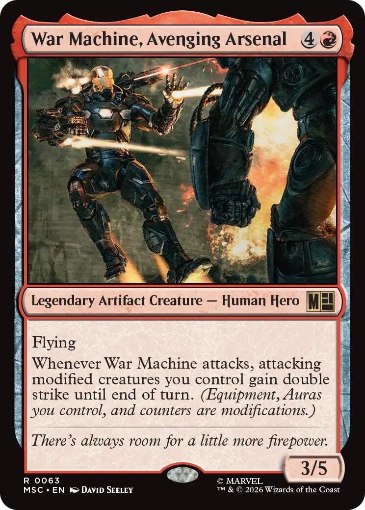 War Machine, Avenging Arsenal (Surge Foil) [Marvel Super Heroes Commander] MTG Single Magic: The Gathering  | Multizone: Comics And Games