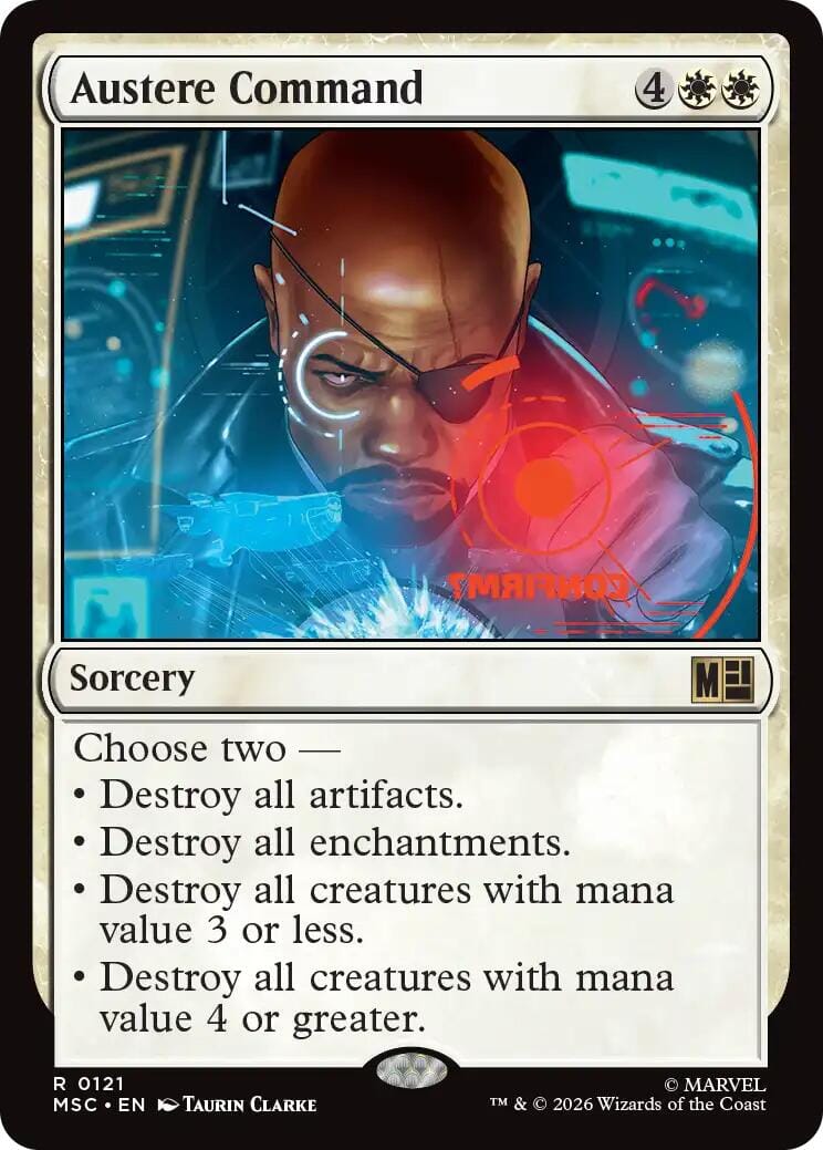 Austere Command (Surge Foil) [Marvel Super Heroes Commander] MTG Single Magic: The Gathering  | Multizone: Comics And Games