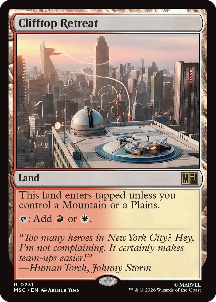 Clifftop Retreat (Surge Foil) [Marvel Super Heroes Commander] MTG Single Magic: The Gathering  | Multizone: Comics And Games