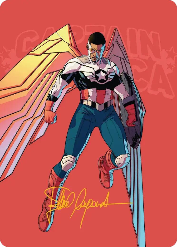 Captain America, Wings of Freedom Art Card (22/45) (Gold-Stamped Signature) [Marvel Super Heroes Art Series] MTG Single Magic: The Gathering  | Multizone: Comics And Games